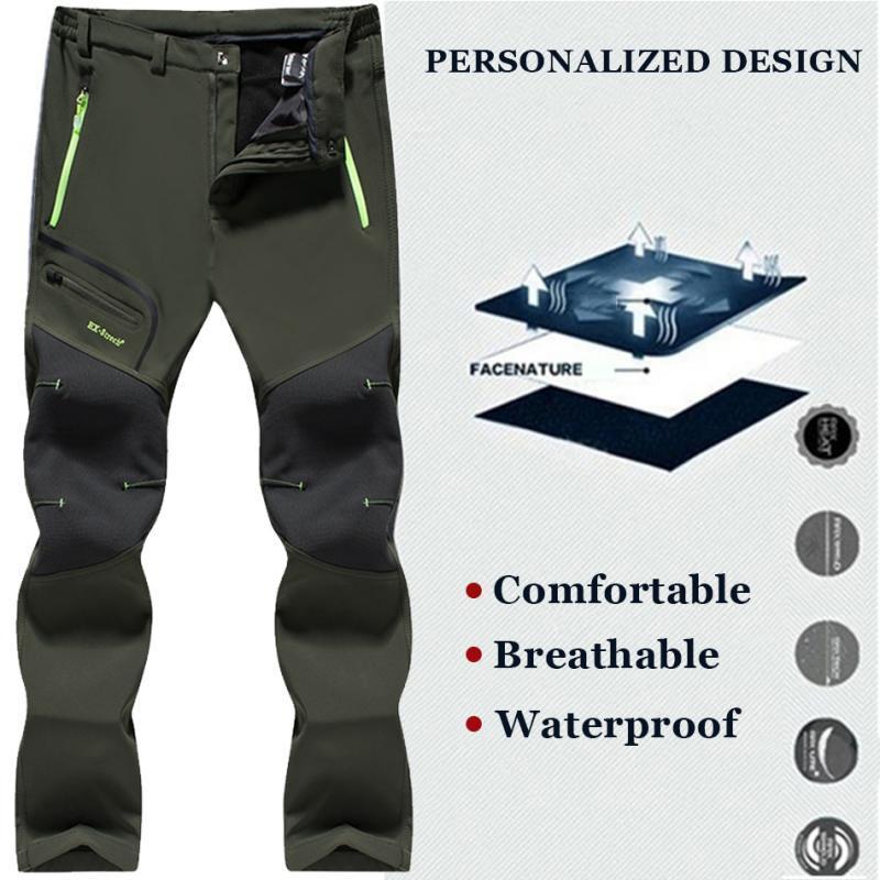 Winter Fleece Warm Men Pants Male Outdoor Snow Camping Hiking Work Windproof Snowboard Ski Waterproof Breathable Trousers 220330