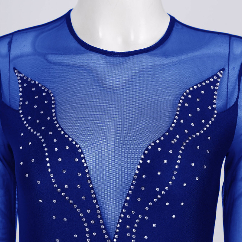 Women Long Sleeves Gymnastics Skirted Leotard Shiny Ballet Dancewear Figure Skating Dress Stage Performance Costume 220812
