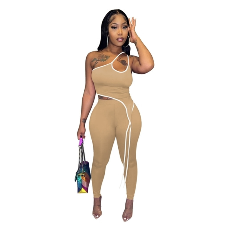 2023 Designer Womens Summer Tracksuits Sleeveless Line Fashion Slim New Two Piece Pants Set Joggings Suit 5 Colours