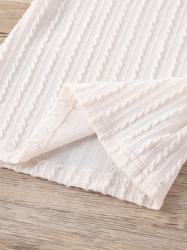 Toddler Girls High Neck Lettuce Trim Tee & PU Skirt SHE