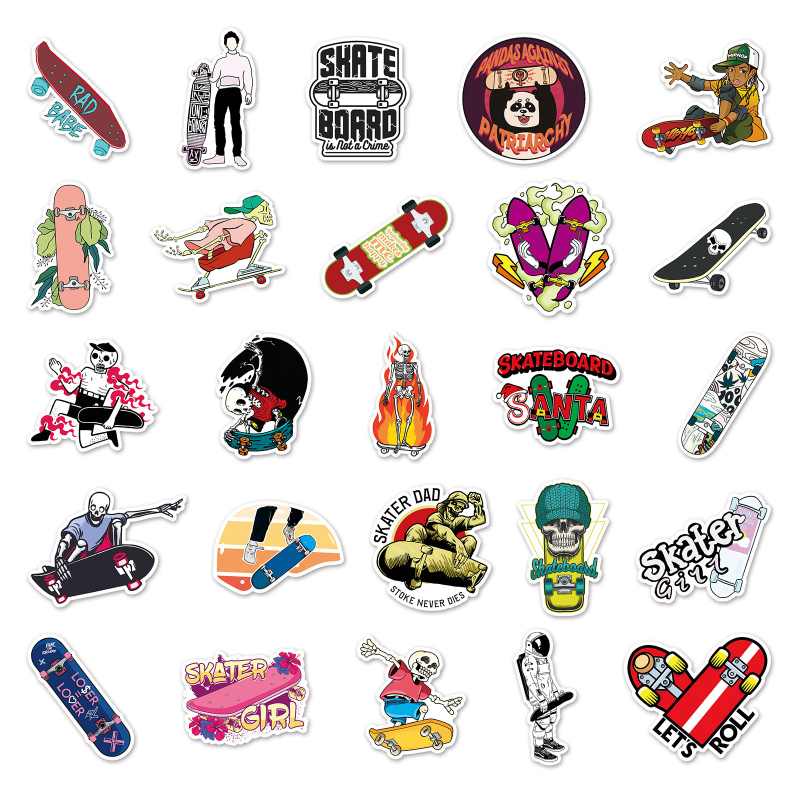 50Pcs/Lot Cartoon Trend Sports Skateboard Stickers Fashion Stickers Graffiti Kids Toy Motorcycle Bicycle Phone Laptop Luggage Sticker Decals