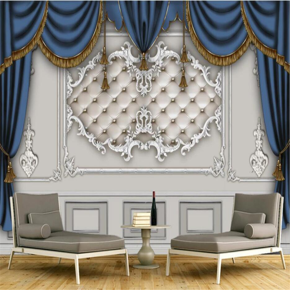 Custom photo wallpaper mural Modern European style curtain plaster pattern European 3D background wall 3d wallpaper