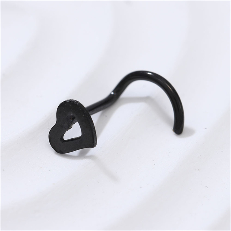 Fashion Stainless Steel Nose Studs Heart Shape Multicolor Nose Rings Hooks Piercing Body Piercings Jewelry