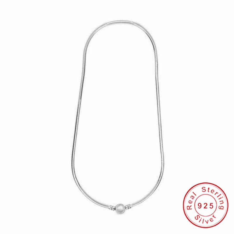 New Necklace Silver Colour Simple Fit Original Charm Bead Pendant for Women Jewelry Diy