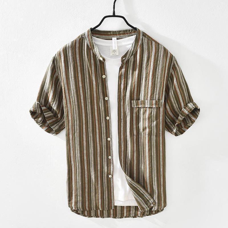 Men's Casual Shirts M2005 Summer Striped Shirt For Mem Japanese Classic Short Sleeved Linen Youth Stand-Up Collar Thin Breathable Male Tops, 2005 coffee
Men's Casual Shirts M2005 Summer Striped Shirt For Mem Japanese Classic Short Sleeved Linen Youth Stand-Up Collar Thin Breathable Male Tops, 2005 coffee