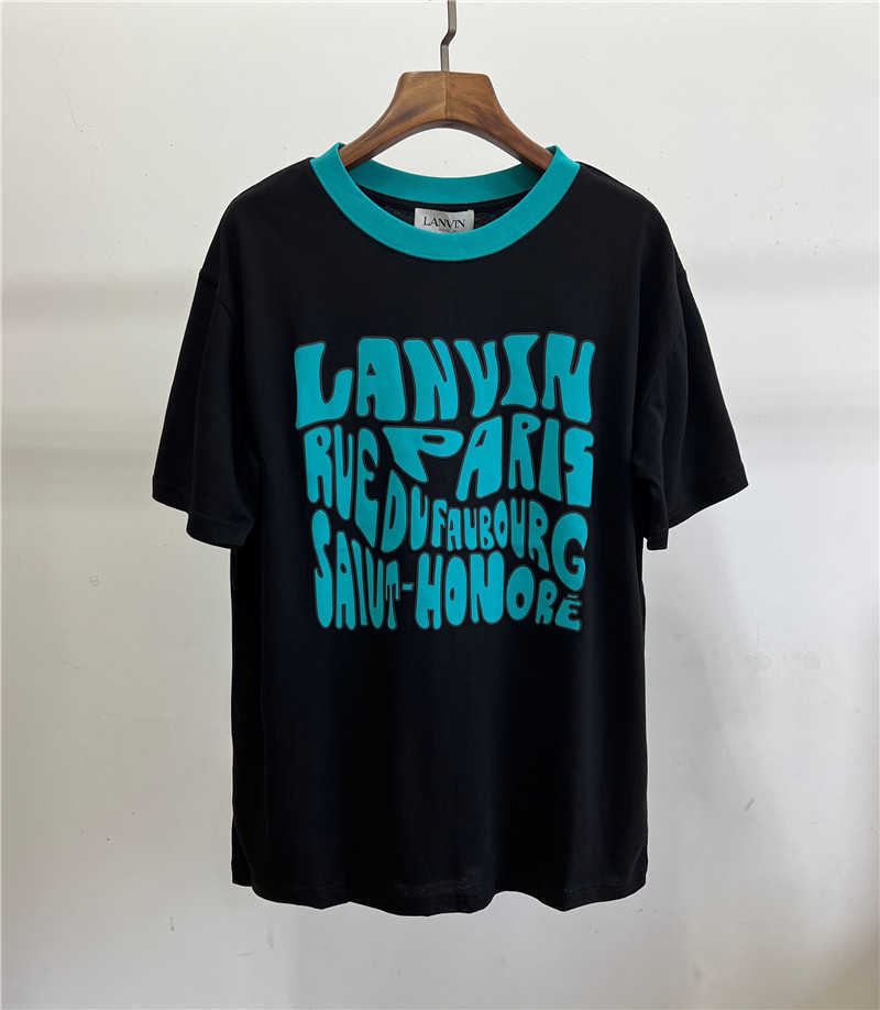 Men' T-Shirts Spring and summer 2022 new Lanvin langfan men' letter printed short sleeve T-shirt, Black 
Men' T-Shirts Spring and summer 2022 new Lanvin langfan men' letter printed short sleeve T-shirt, Black