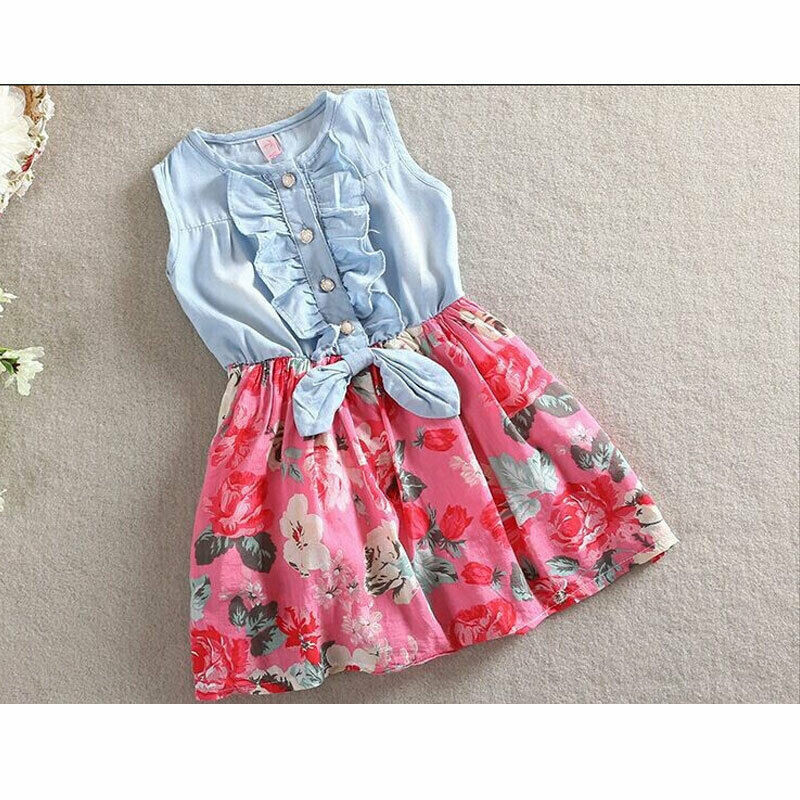 Mother Daughter Matching Clothes Sleeveless Floral Patchwork Sundress Mom Kids Parent Dress Outfits 220602