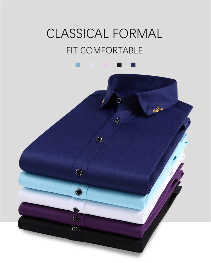 Designers Mens Dress Shirts Business Fashion Casual Classic Long Short Sleeve Shirt Brands Men Spring, Dark blue
Designers Mens Dress Shirts Business Fashion Casual Classic Long Short Sleeve Shirt Brands Men Spring, Dark blue
