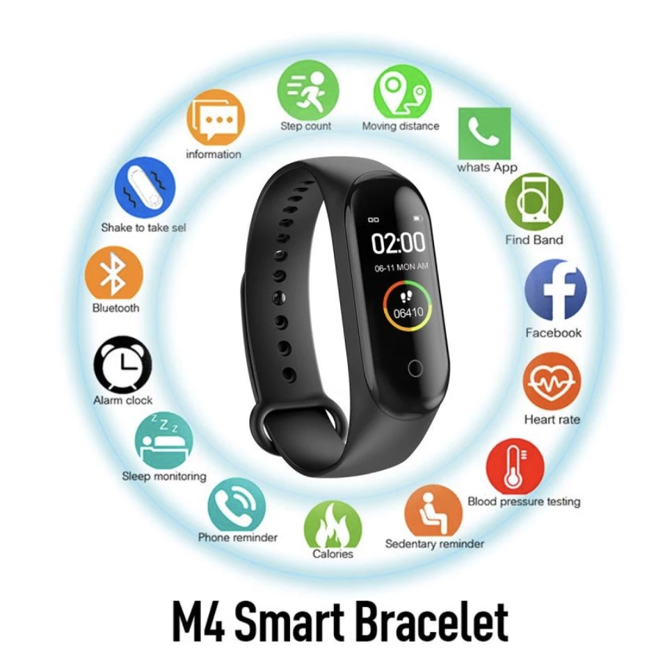 M4 Smart Digital Watch Wristbands Bracelet for Men Women with Heart Rate Monitoring Running Pedometer Wristband Calorie Counter Health Sport Tracker
