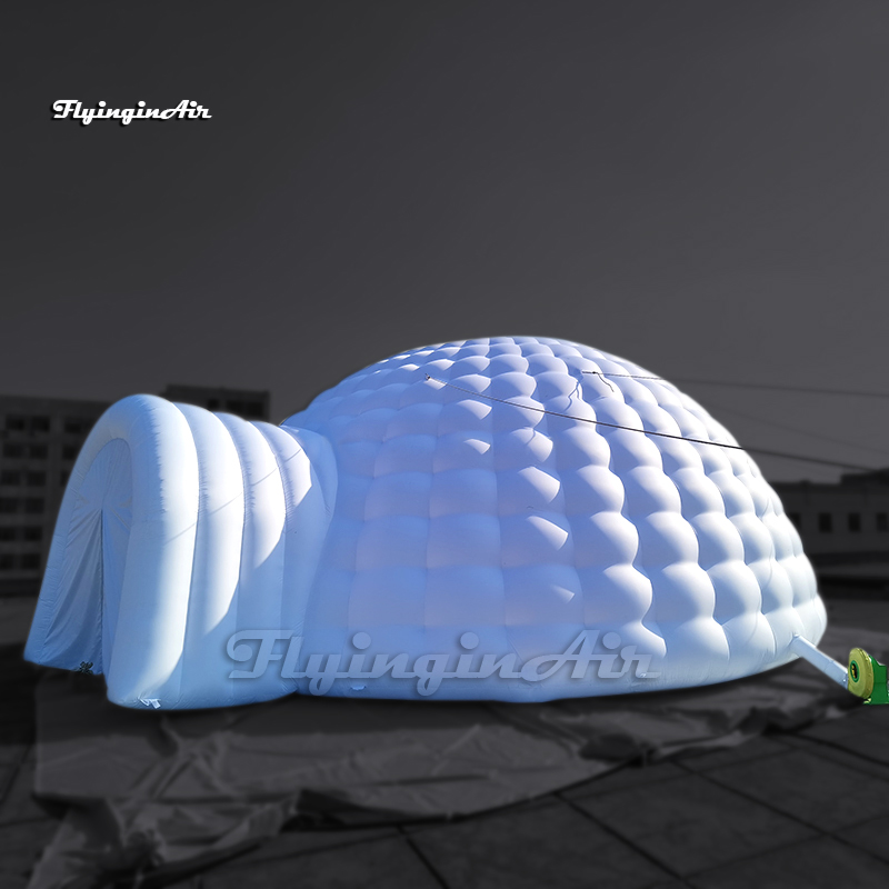 Advertising Inflatable Igloo LED Dome Tent 10m White Lighting Air Blow Up Circular Tent With 2 Doors For Party And Wedding Event