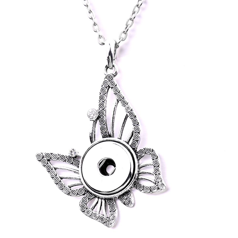 New Styles Snap Button necklace 18MM Ginger Snaps Buttons Tree butterfly Charms Necklaces for women jewelry