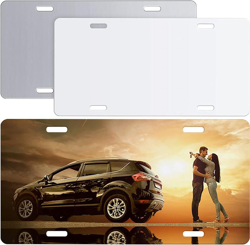 White Sublimation License Plate Decor Blanks Metal Aluminum Automotive Plates Heat Thermal Transfer Sheet DIY Picture Tag Board 3 Sizes sxa24