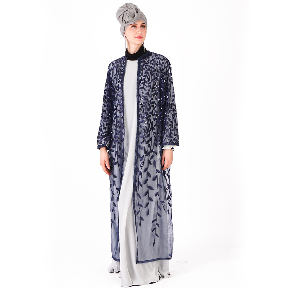 Islamic Muslim Burgundy Champagne Evening Dress 2022 Leaf Pattern Sequined Arabic Dubai Prom Dresses Elegant Women Vestidos Robe De Soiree Mariage Mor