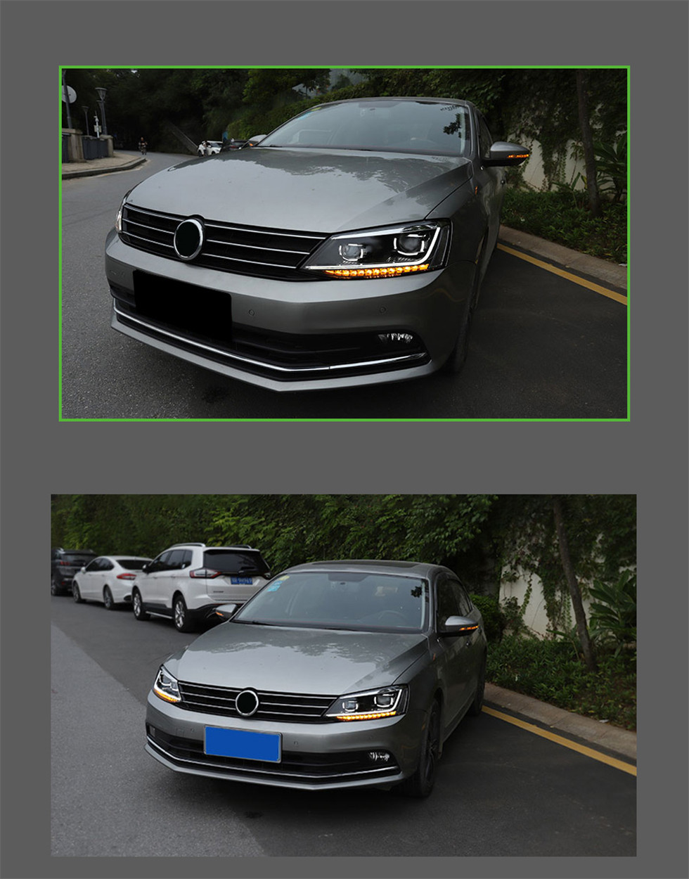 For Jetta Sagitar MK6 2012-16 LED Headlight Assembly Retrofit Turn Indicator Lens Car Daytime Running Headlight