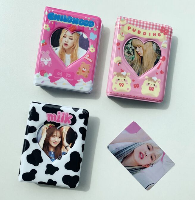 Kawaii Bear photo album Frames 3 Inch Love Heart Hollow Kpop Card Binder Name Card 40 Pockets