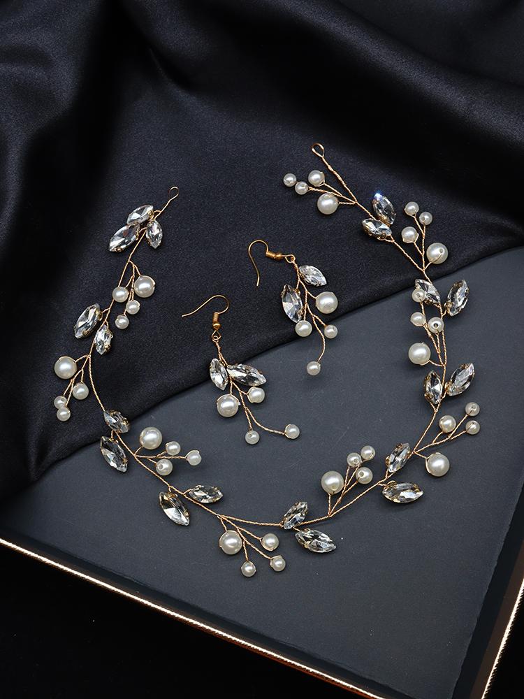 Headpieces Golden Wedding Hair Accessories Headbands And Earrings Set For Bride Headdresses Rhinestone Pearls Handmade Bridal Hairband
Headpieces Golden Wedding Hair Accessories Headbands And Earrings Set For Bride Headdresses Rhinestone Pearls Handmade Bridal Hairband