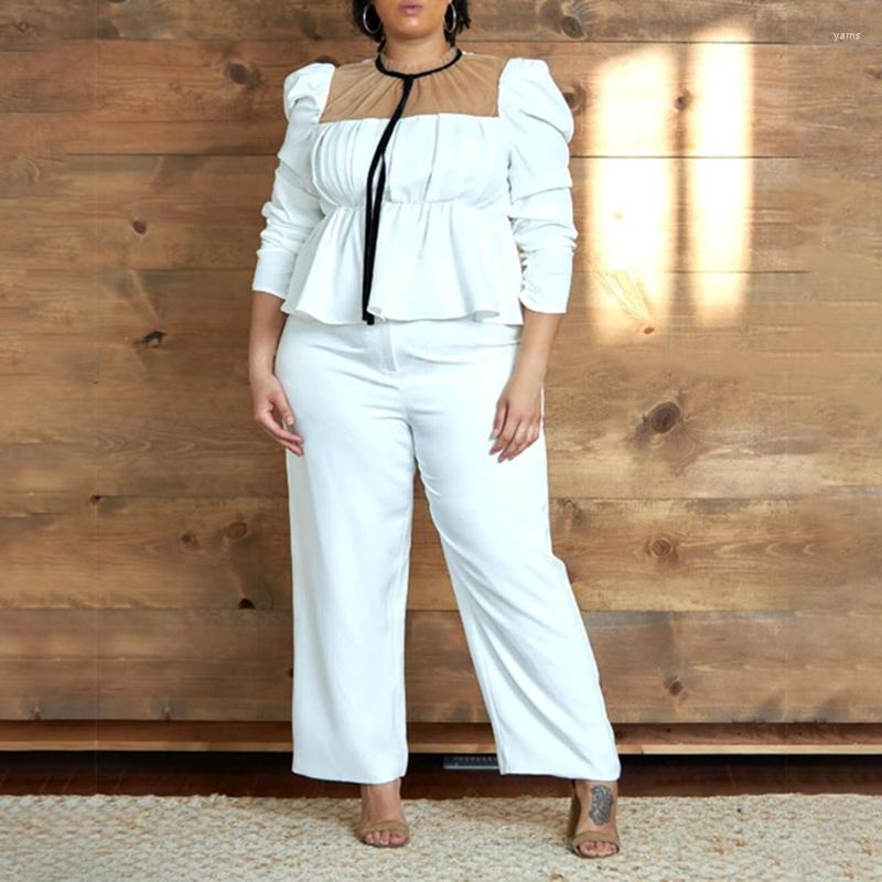 Plus Size -5XL Women Office 2 Two Piece Suit Set Long Sleeve Top And Wide Leg Pants Elegant Ladies White Matching Outfits Women's Tracksui
Plus Size -5XL Women Office 2 Two Piece Suit Set Long Sleeve Top And Wide Leg Pants Elegant Ladies White Matching Outfits Women's Tracksui