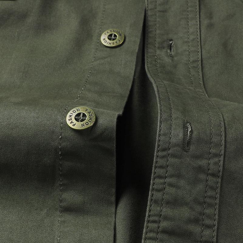 Mens Cotton Military Shirts Men Long Sleeve Casual Dress Male Cargo Work Working Solid Color 220330