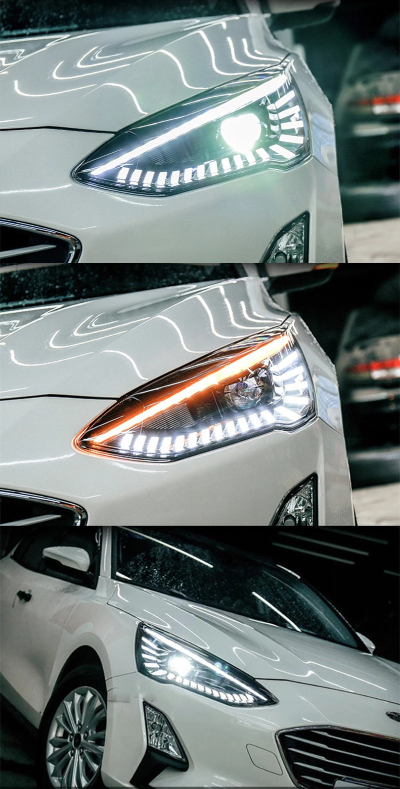 Dual Beam Lens Lamp For Ford Focus 20 19 Headlight Assembly Car Daytime Running Light LED Streamer Turn signal Light