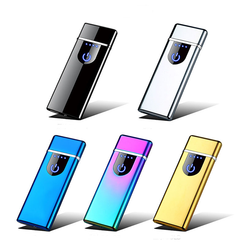 USB Lighter Rechargeable Electronic Lighters LED Screen Plasma Power Display Thunder Gadgets portable for travel W260202