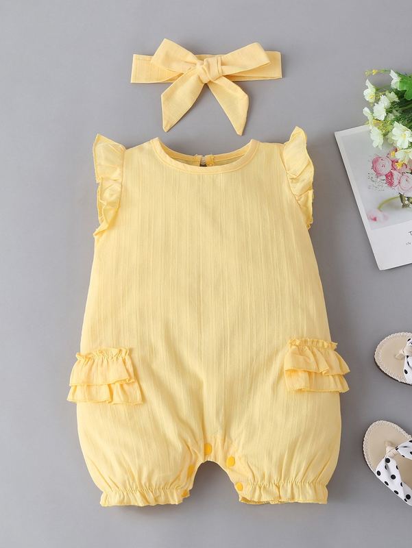 Baby girl's multi-level multi-layer Ruffle shorts with hair band SHE