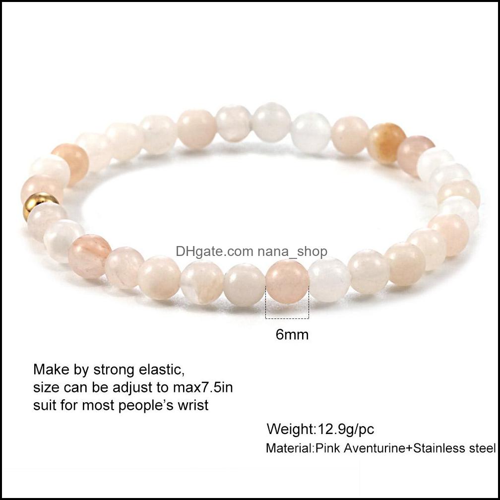 Beaded Strands Bracelets Jewelry Minimalist 6Mm Bead Bracelet For Women Men Tiger Eye Volcanic Stone Agate Beaded Yoga Stretch Drop Deliver