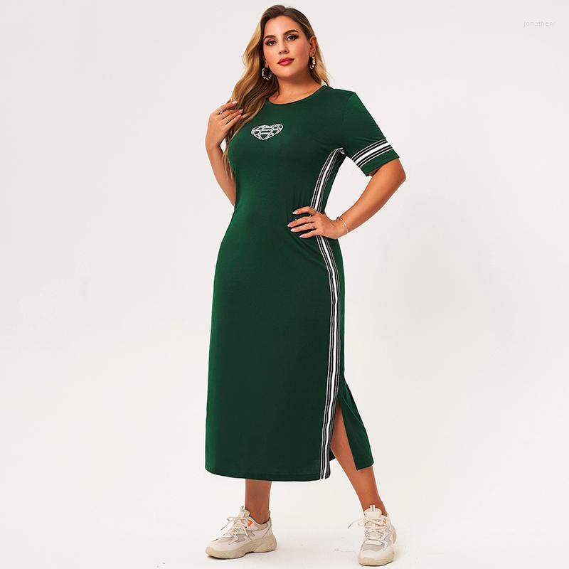 Plus Size Dresses 2022 Summer Dress Women Green Splicing Striped O-neck Short Sleeve Slim Casual College With Heart-Shaped Jona22
Plus Size Dresses 2022 Summer Dress Women Green Splicing Striped O-neck Short Sleeve Slim Casual College With Heart-Shaped Jona22