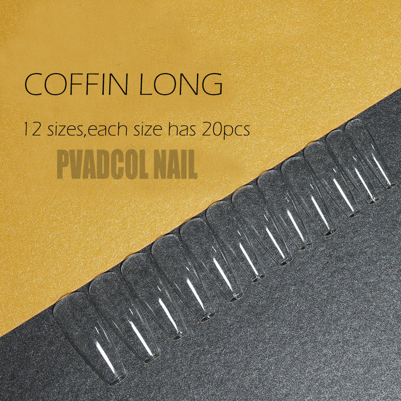 240pcs Gelly Tips Soft Gel Nail Extension Tips Full Cover Pre-shaped Sculpted Long Coffin Stiletto False Tip Quick Building Mold 220725