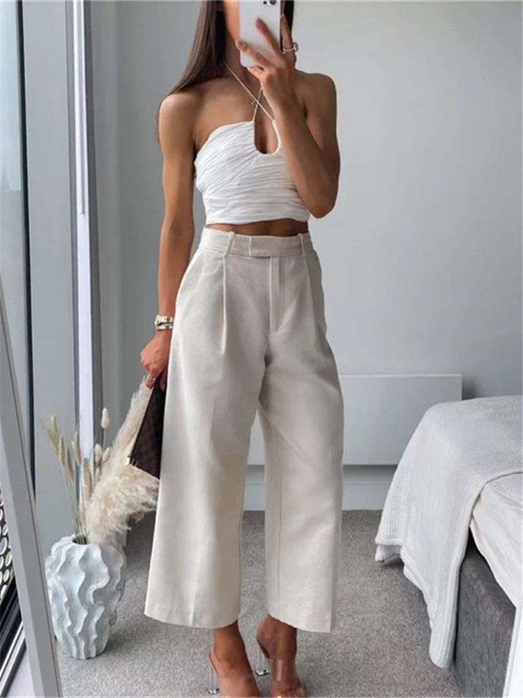 Woman Sexy Slim Halter Cropped Camisole Summer Sweet Female Solid Hollow Out Camisoles Girls Y2K Backless Short Tops 220316
