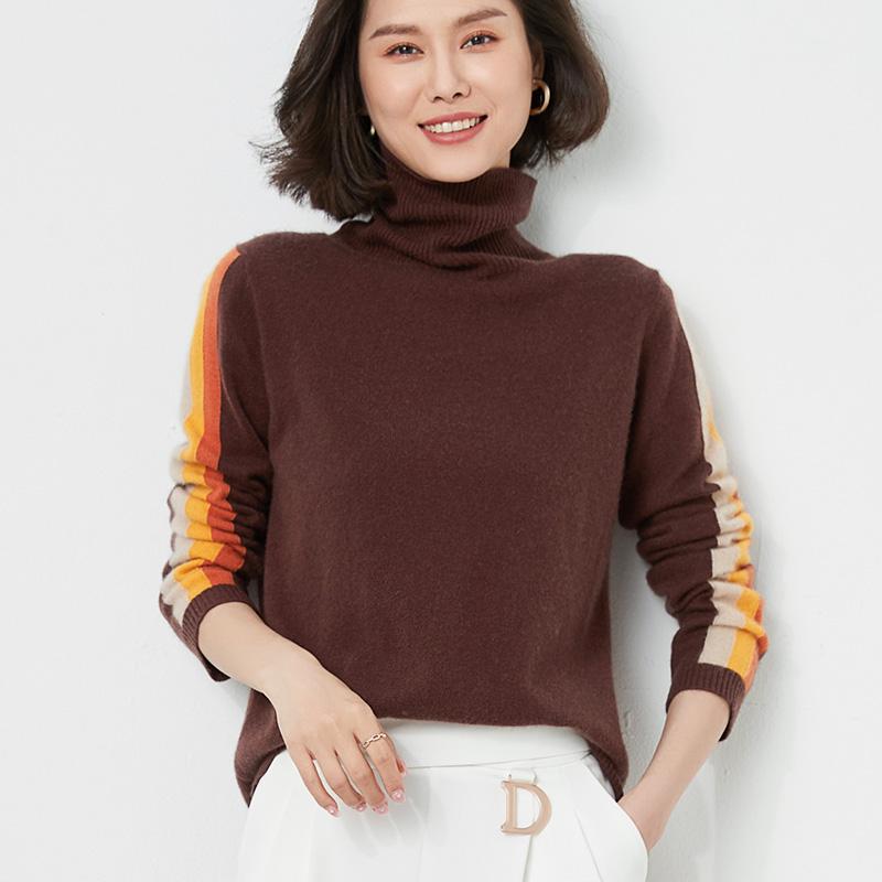 Women' Sweaters Autumn And Winter Cashmere Sweater Woman High Neck Pullover 100% Pure Wool Color Matching Jacket Casual Knitted Tops WarmWo, Black
Women' Sweaters Autumn And Winter Cashmere Sweater Woman High Neck Pullover 100% Pure Wool Color Matching Jacket Casual Knitted Tops WarmWo, Black