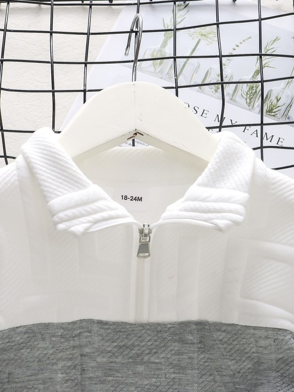 Toddler Boys Two Tone Textured Quarter Zipper Pullover SHE