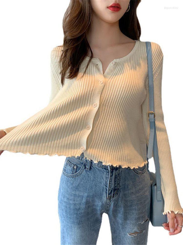 Women' Knits & Tees 2022 Green Thin Knitting Cardigan Women Spring Summer Button Up Long Sleeve Cropped Top Woman Round Neck Solid Color Ca
Women' Knits & Tees 2022 Green Thin Knitting Cardigan Women Spring Summer Button Up Long Sleeve Cropped Top Woman Round Neck Solid Color Ca