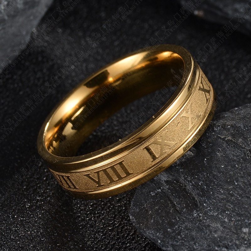 3 Colors Roman Numerals Stainless Steel Ring Fashion Personality Male Rings Jewelry