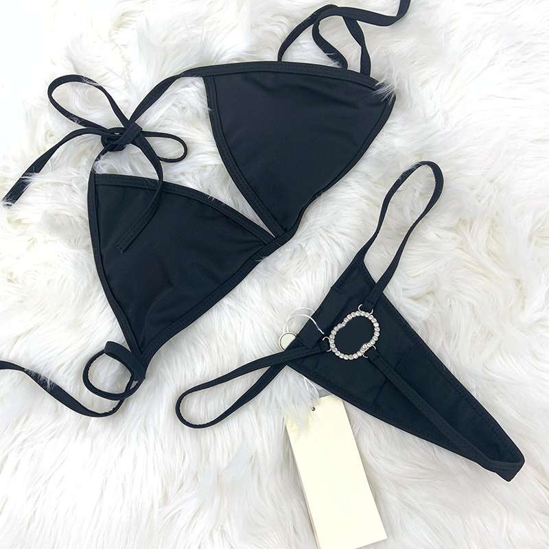 Black Bikini Set Textile Solid Color Vintage Swimwear with Rhinestone Letter Designers Women Beach Swimsuit, As pic
Black Bikini Set Textile Solid Color Vintage Swimwear with Rhinestone Letter Designers Women Beach Swimsuit, As pic