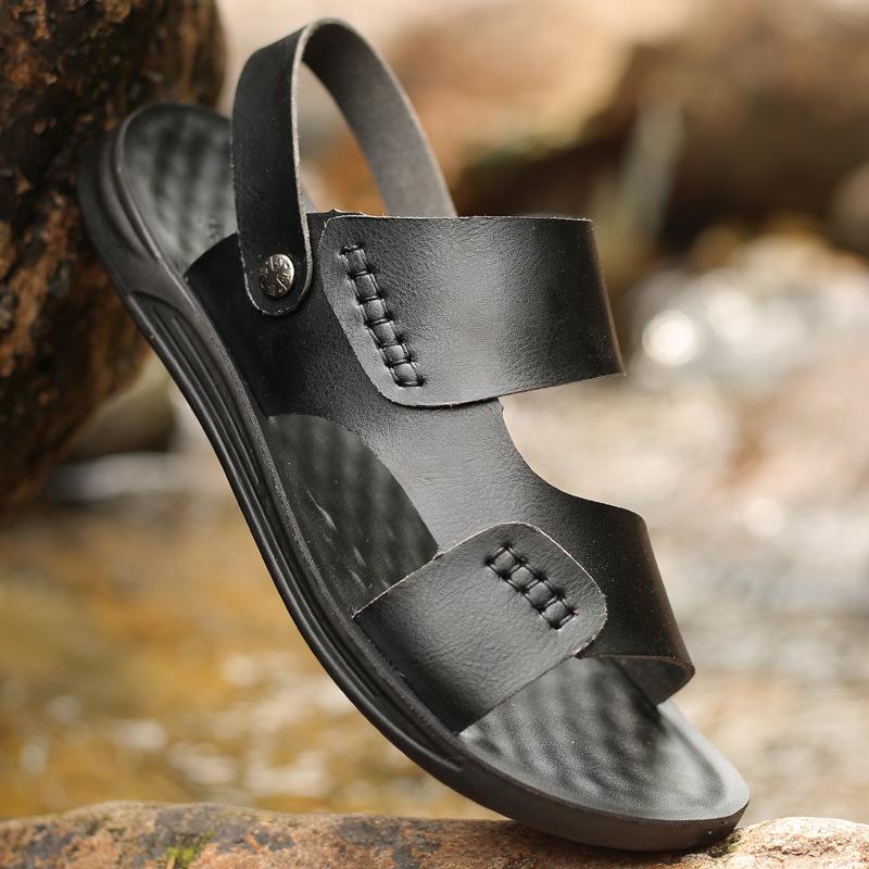 Sandals Men Comfortable Summer Shoes Leather Big Size Soft Roman Footwear, Black sewing
Sandals Men Comfortable Summer Shoes Leather Big Size Soft Roman Footwear, Black sewing