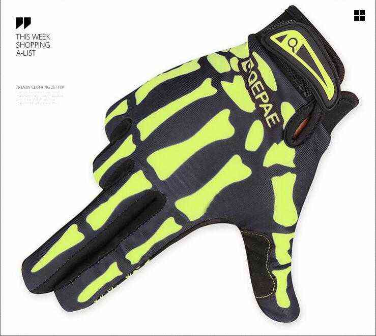 Mens Designer Biker Racing Gloves Summer Winter Five Fingers Gloves Finger Protected Skull Printed Breathable Gloves271D T22081585