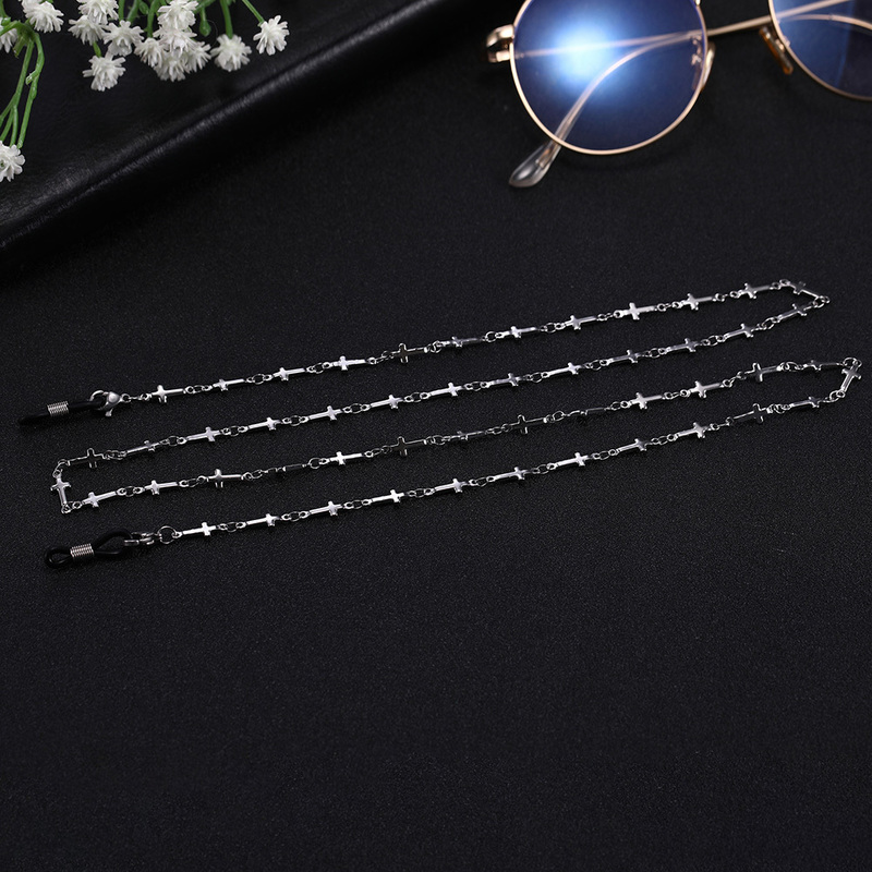 Stainless Steel Cross Sunglasses Chain Reading Glasses Strap Gothic Eyewear Cord Eyeglass Neck Rope Gift for Women Men 220615