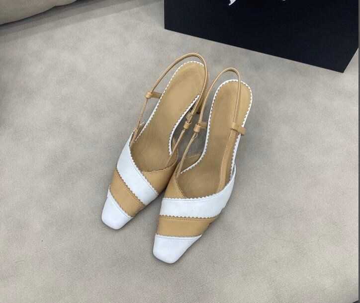 Elegant squared sandals women's summer chunky heel new color matching mid-heel single shoes all-match high heels