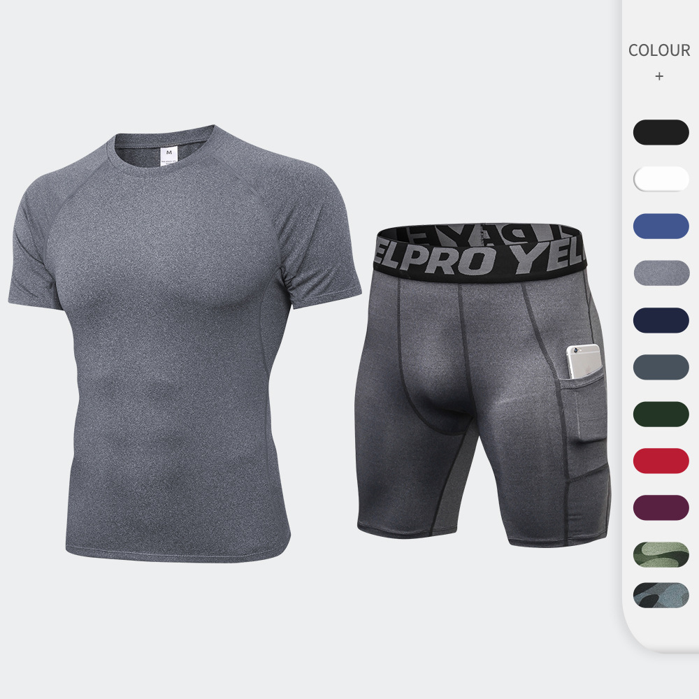 Men' Fitness Clothes Tight Training Short Sleeve Breathable Shorts Running GYM Sportswear Two-piece Set Jogging Suits for Men, Brown
Men' Fitness Clothes Tight Training Short Sleeve Breathable Shorts Running GYM Sportswear Two-piece Set Jogging Suits for Men, Brown
