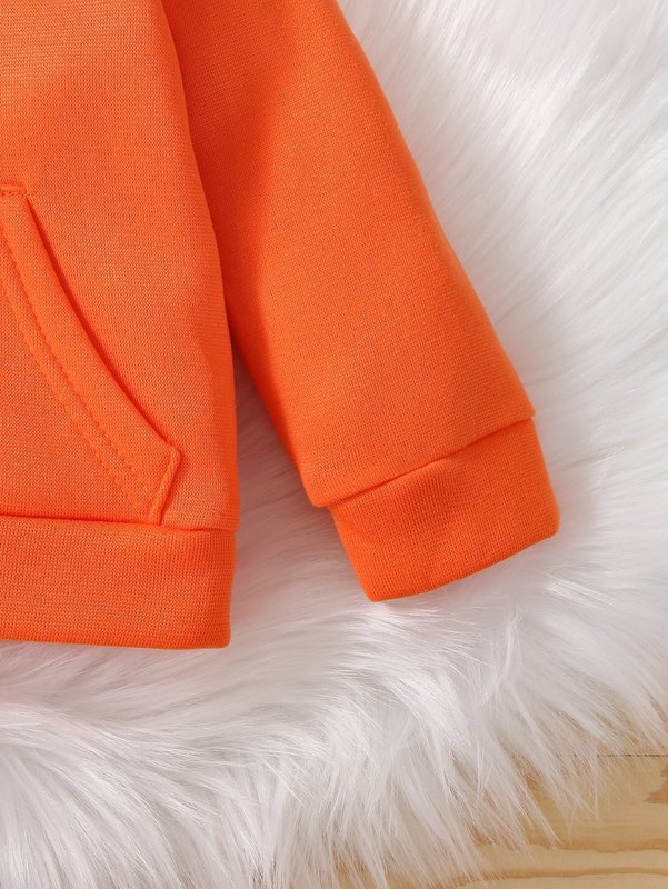 Baby Letter Graphic Kangaroo Pocket Thermal Hoodie SHE