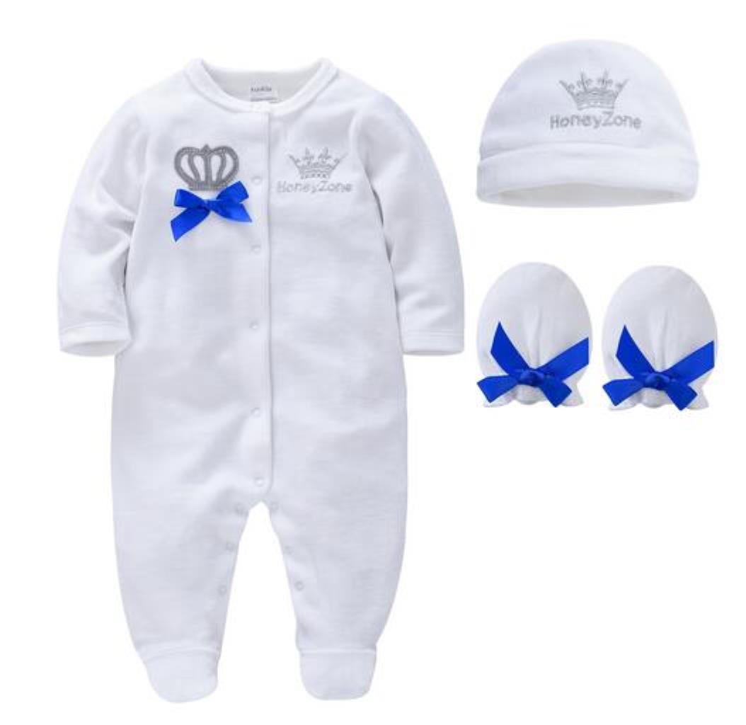 Clothing Sets Baby Kids Baby Maternity Rompers Girls Boys Infant Cotton Clothes 4Pcs Set Hat Shoes Gloves Welcome Newborn Crown Jewelry A