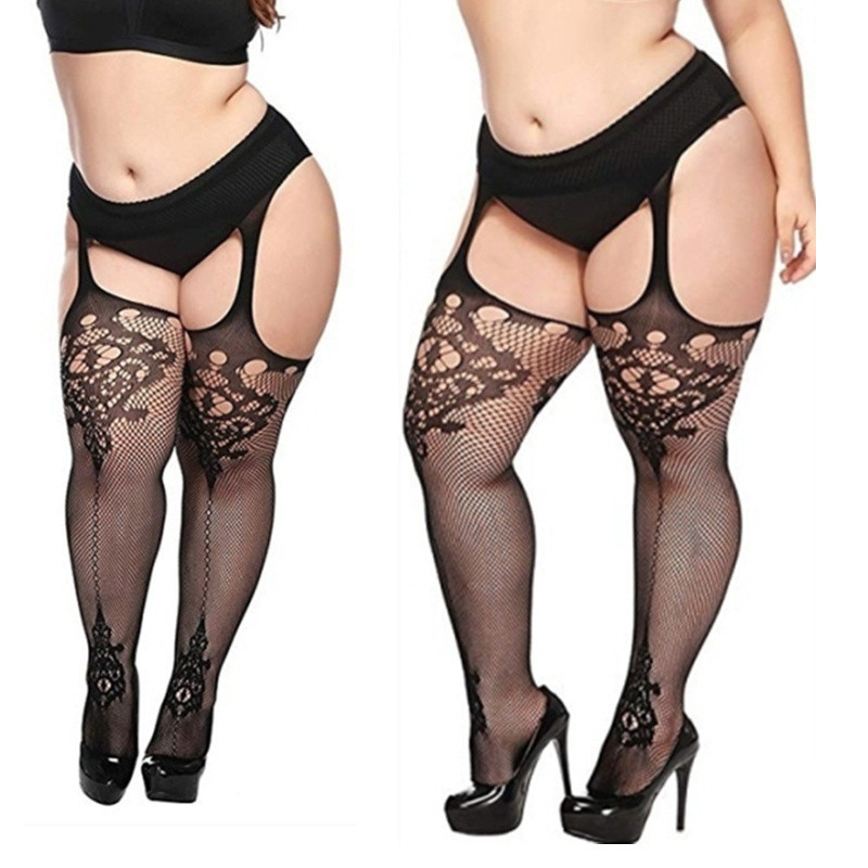 Large Big Plus Size Fat Womens Oversize Fishnet Black Stockings Open Crotchless Body Tight Pantyhose Exotic Sexy Erotic Lingerie 220505
