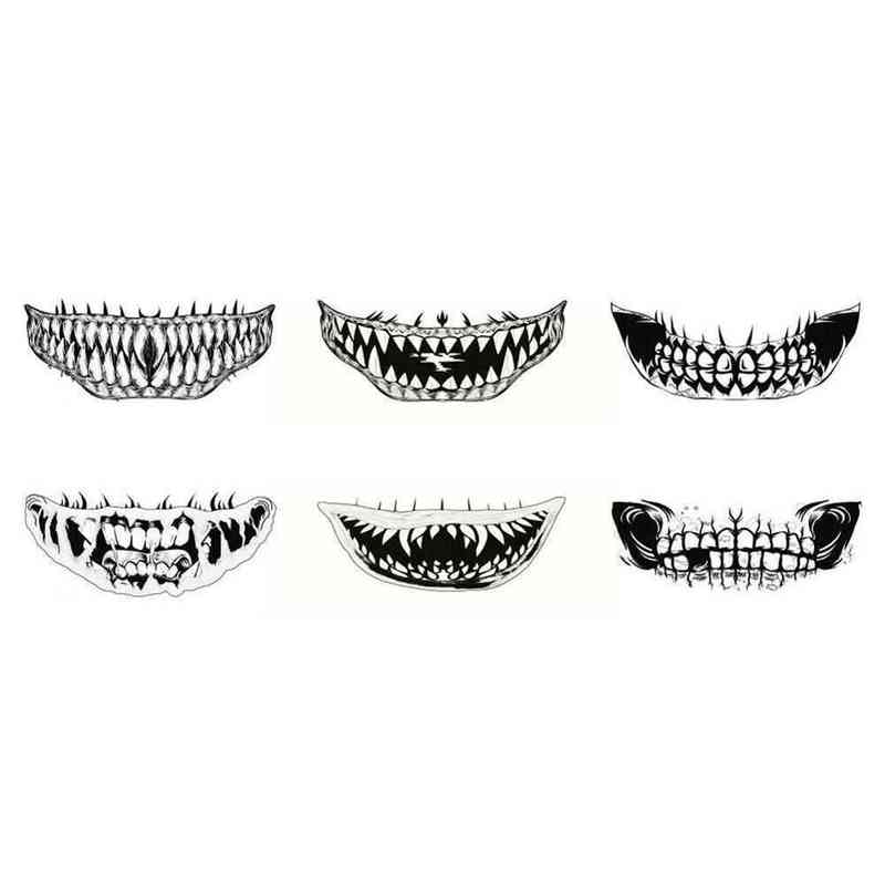 NXY Temporary Tattoo 1 Pcs Halloween Sticker Face Mouth Teeth Waterproof Dark Wind Funny Makeup 0330