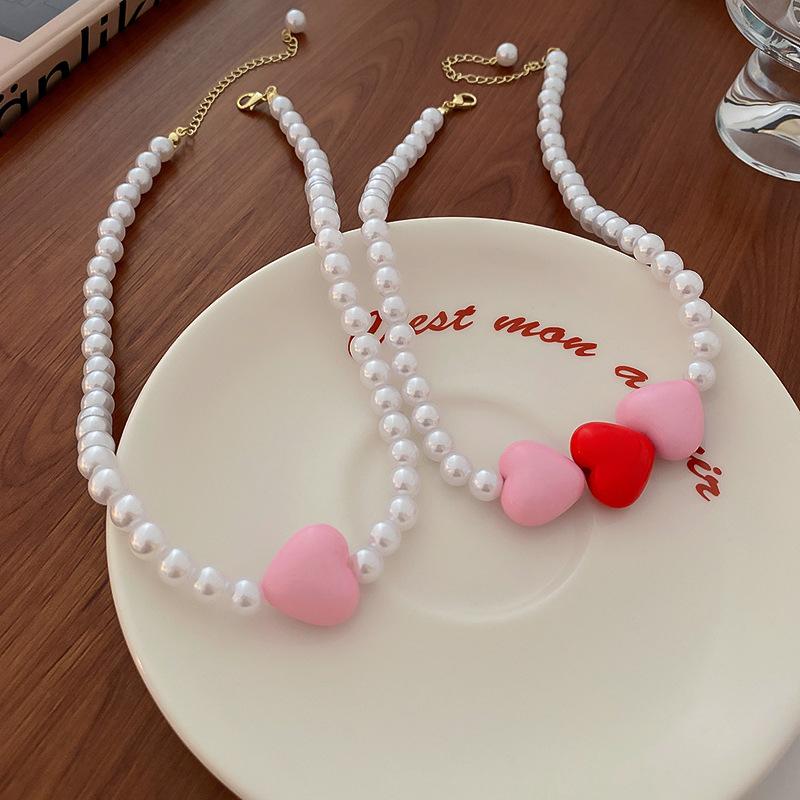 Chokers Fashion Simple Love Pearl Necklace Pink Lovely Sweet Girl Collar Chain Clavicle Niche Female
Chokers Fashion Simple Love Pearl Necklace Pink Lovely Sweet Girl Collar Chain Clavicle Niche Female
