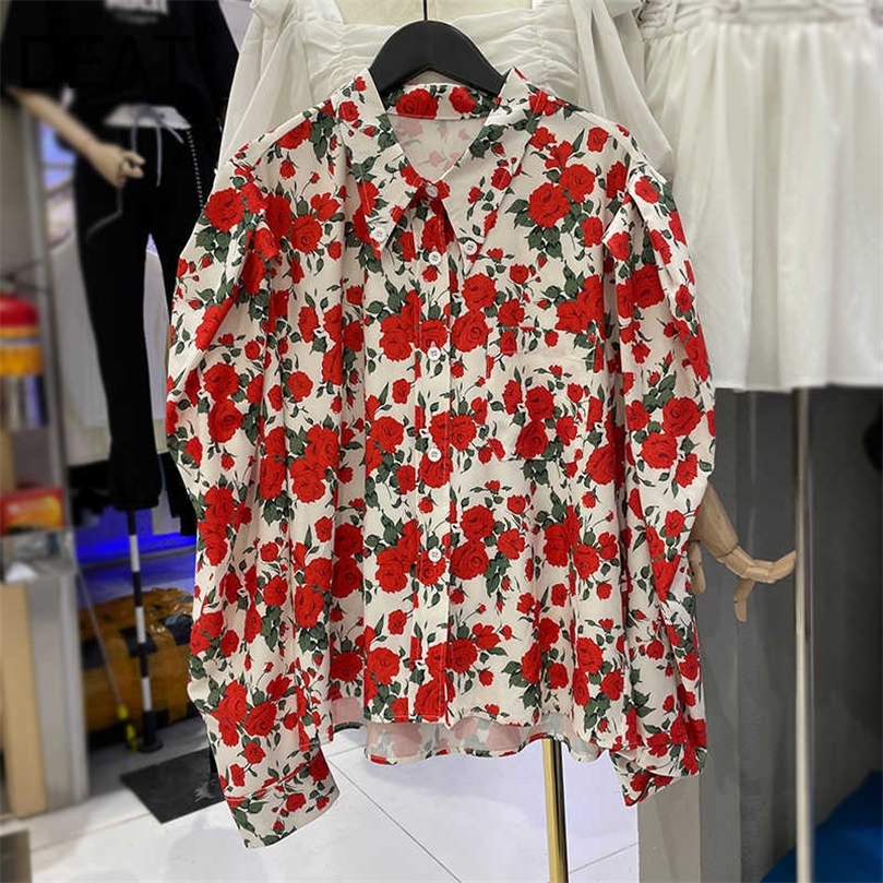 DEAT Spring Chinese Style Rose Print Long Sleeve Solid Appliques Hooded Collaro Office Lady Style Shirt Women MZ012 210709, Red
DEAT Spring Chinese Style Rose Print Long Sleeve Solid Appliques Hooded Collaro Office Lady Style Shirt Women MZ012 210709, Red