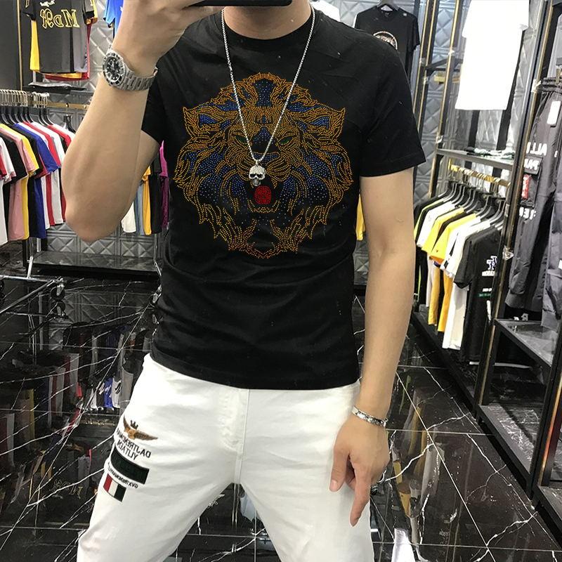 Men's T-Shirts European Summer Brand Rhinestone Lion Men's T-Shirt Luxury Quality Diamond Slim Design Short SleeveMen's, As shown asian size
Men's T-Shirts European Summer Brand Rhinestone Lion Men's T-Shirt Luxury Quality Diamond Slim Design Short SleeveMen's, As shown asian size
