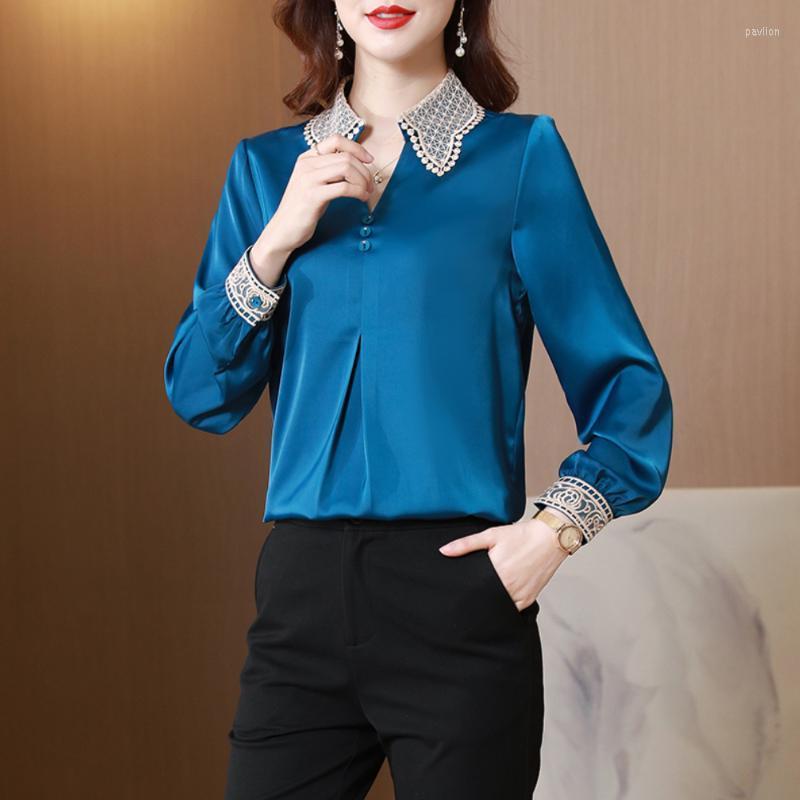 Women's Blouses & Shirts Satin Blouse Fashion Embroidered Lapel Korean Style Casual Long Sleeve Top Women Solid Color Pullover ShirtWomen's, Red
Women's Blouses & Shirts Satin Blouse Fashion Embroidered Lapel Korean Style Casual Long Sleeve Top Women Solid Color Pullover ShirtWomen's, Red