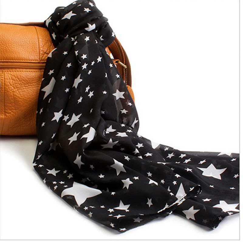 Women Chiffon Scarf 150 45cm thin style Scarfs Print Cat Star Leopard Shawls And Scarves Party gift 22009 220630