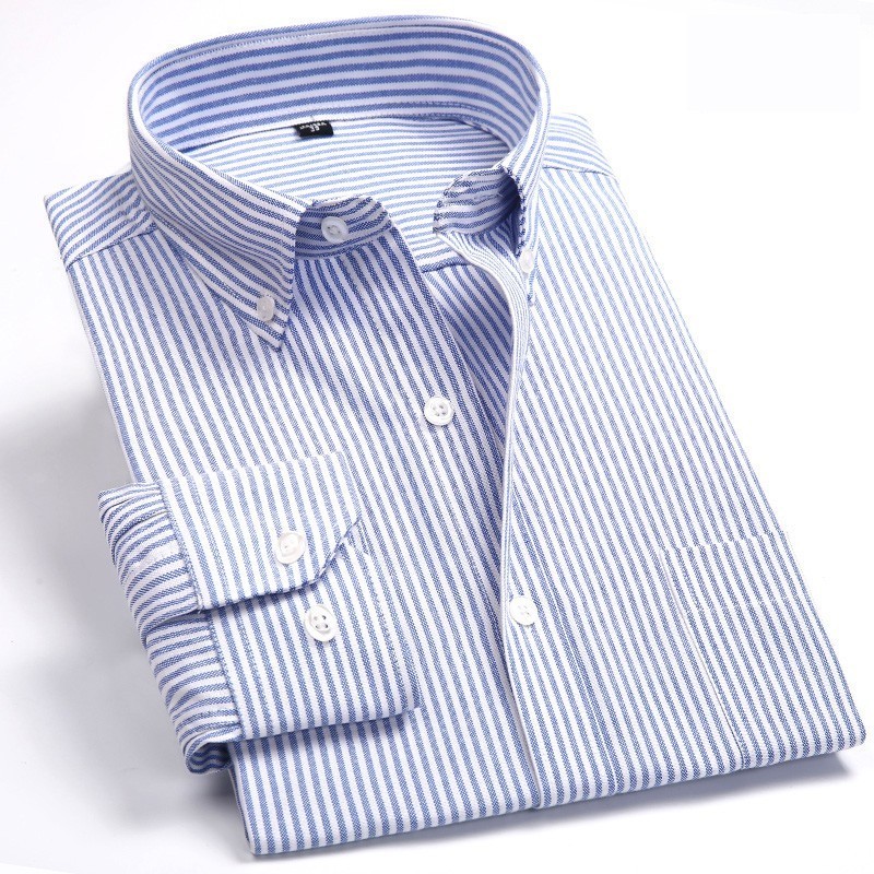 Mens Long Sleeve Solid Oxford Dress Shirt Colors with Left Chest Pocket Casual Regular-fit Tops Button Down Shirts 220322