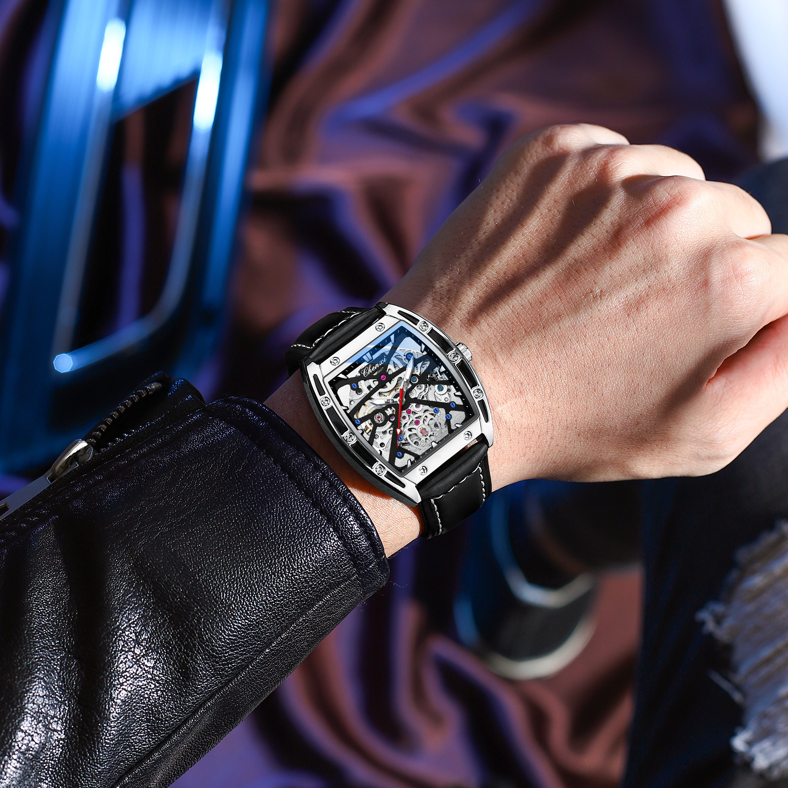 Wristwatches MEN'S COLLECTION VANGUARDSkeleton Dial Japan Miyota Automatic Mens Watch Rose Gold Case Leather-Strap Lu 
Wristwatches MEN'S COLLECTION VANGUARDSkeleton Dial Japan Miyota Automatic Mens Watch Rose Gold Case Leather-Strap Lu